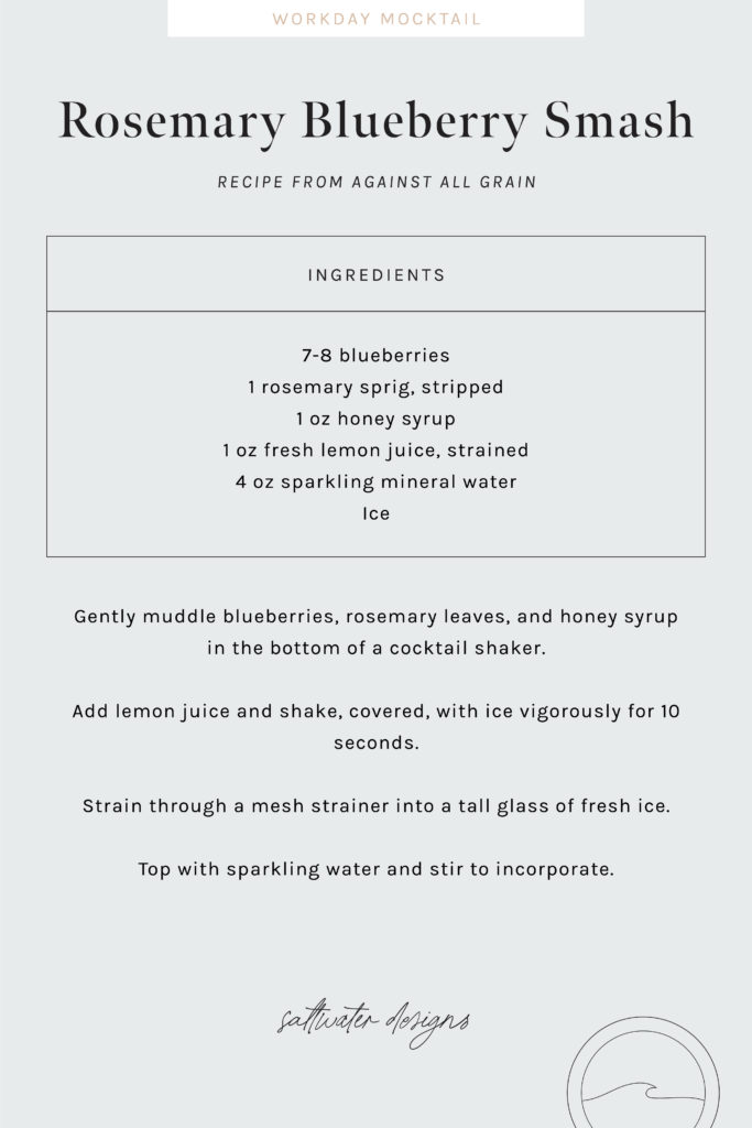 Work From Home Series pt. 1- workday mocktails_Pinterest- Recipe- Rosemary Blueberry Smash